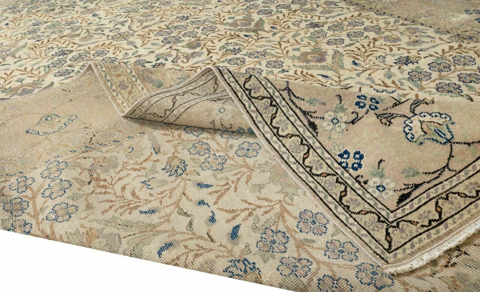 6.5x9.4 Ft Hand Knotted Turkish Oushak Rug, Authentic 1960s Floor Covering photo for sale