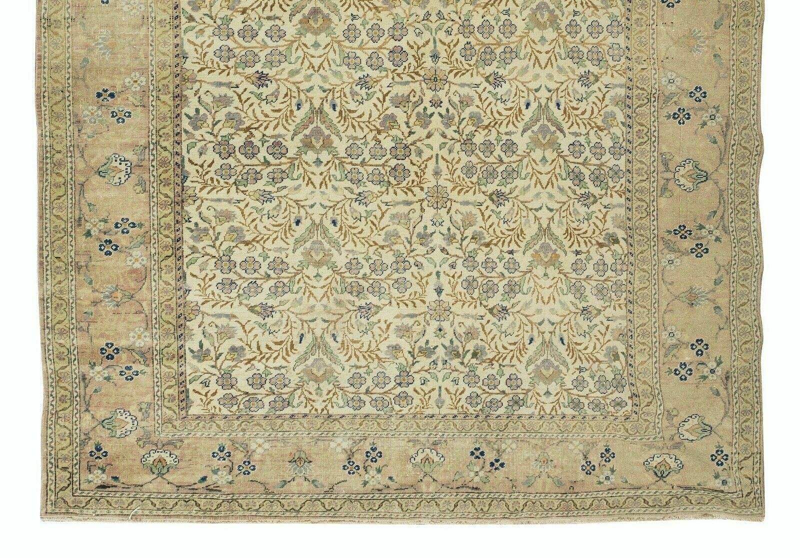 6.5x9.4 Ft Hand Knotted Turkish Oushak Rug, Authentic 1960s Floor Covering photo 686.0