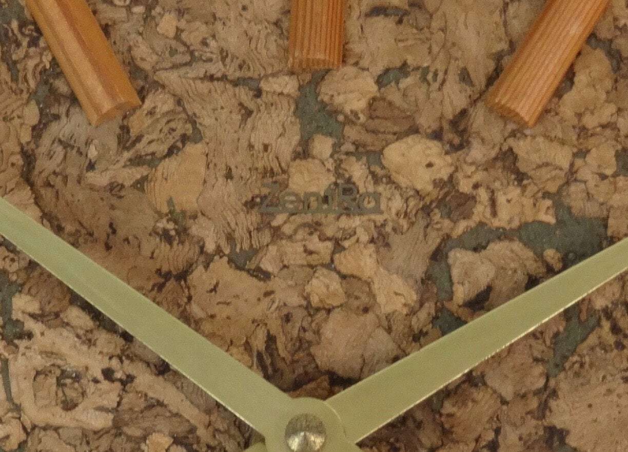 Rare Mid Century Pine Wood And Cork Wall Clock By Zentra photo Home Decor