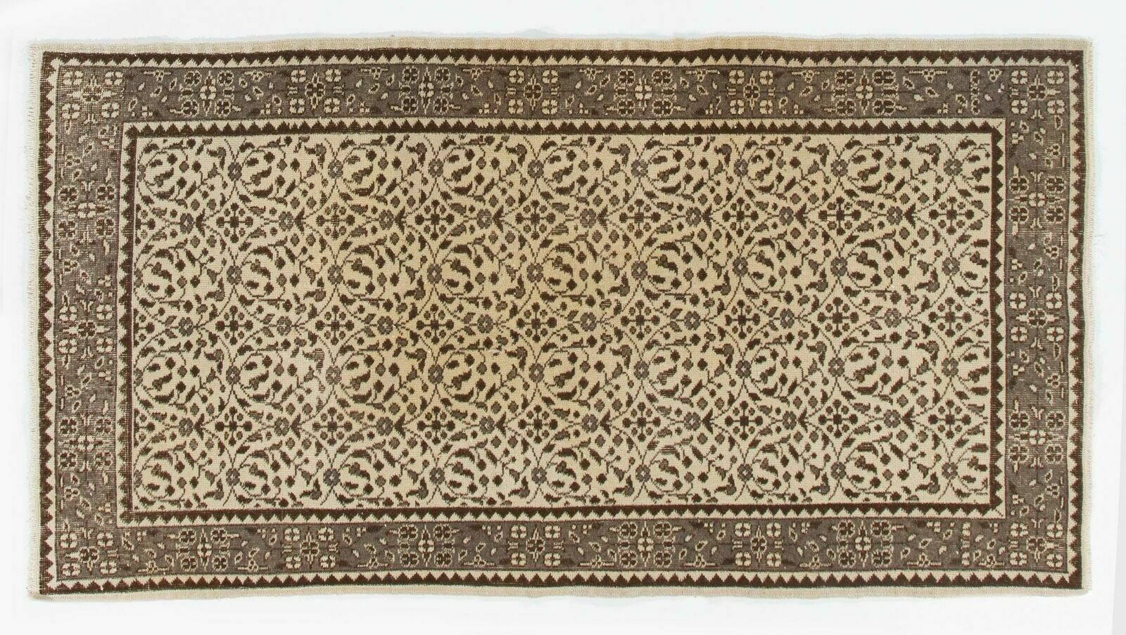 3.7x7 Ft Hand Knotted Vintage Anatolian Oushak Accent Rug With Floral Design photo 236.0