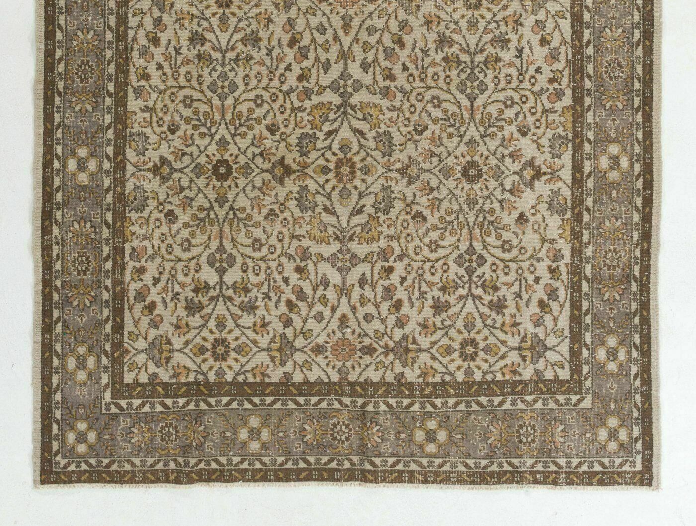 6.6x10.2 Ft Floral Patterned Hand Knotted Vintage Central Anatolian Wool Rug photo for sale