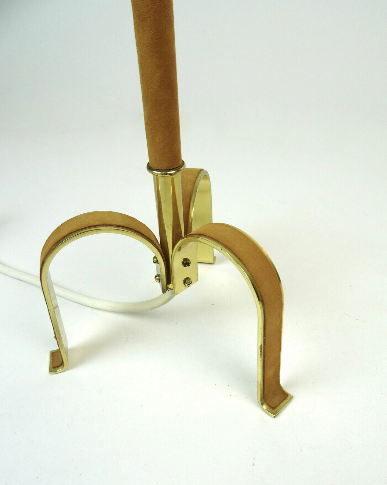 Beautiful Hollywood Regency Brass & Leather Desk Lamp By Vereinigte Werkstätten Munich photo buy