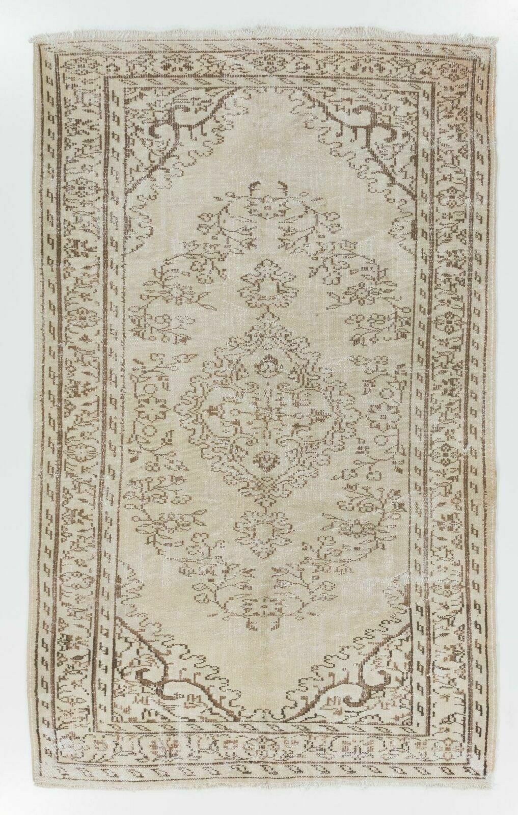 5.3x8.4 Ft Vintage Anatolian Oushak Rug. Great For Modern Office And Home