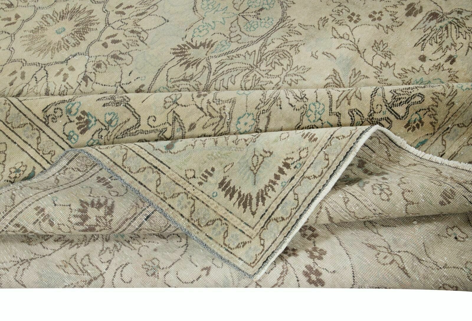 6.6x10.6 Ft One Of A Kind Vintage Area Rug, Handmade Anatolian Carpet In Beige photo for sale