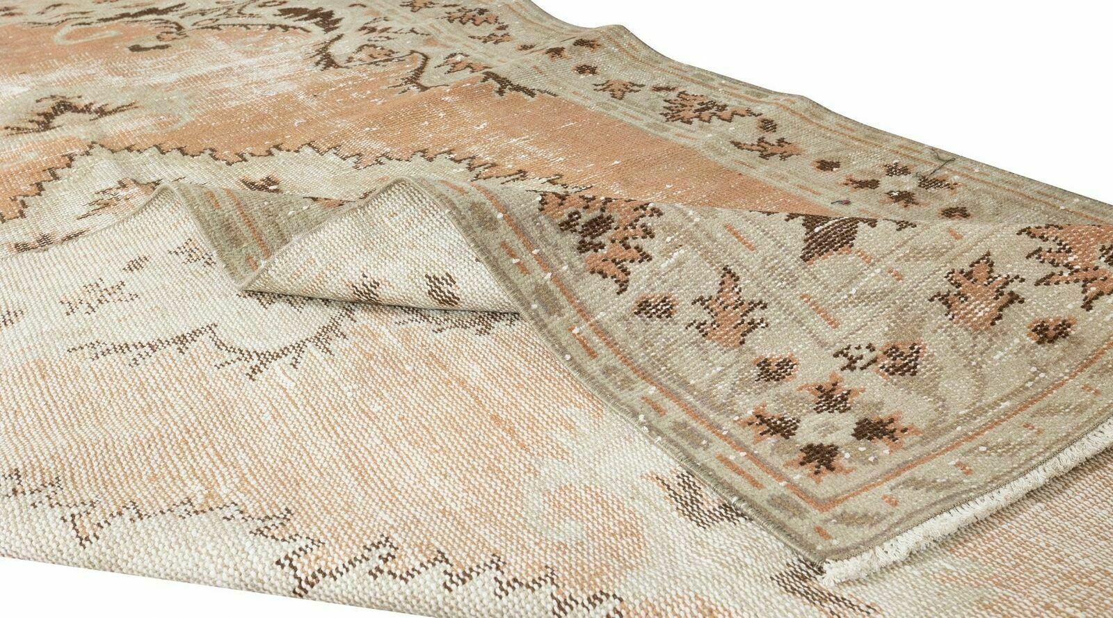 5x9.3 Ft Mid Century Handmade Turkish Wool Area Rug With Medallion Design photo for sale