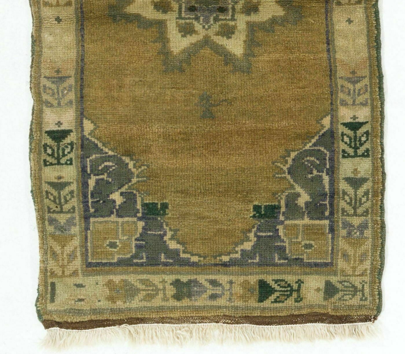 1.7x3.1 Ft Small Vintage Carpet. Handmade Turkish Village Accent Rug photo for sale