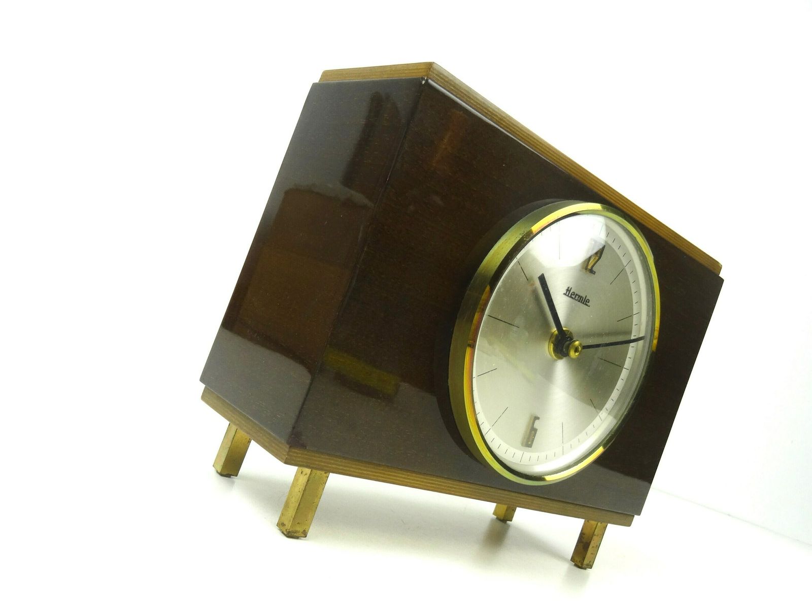 Beautiful Rare Mid Century 60s Teak Desk Clock By Hermle photo 417.0