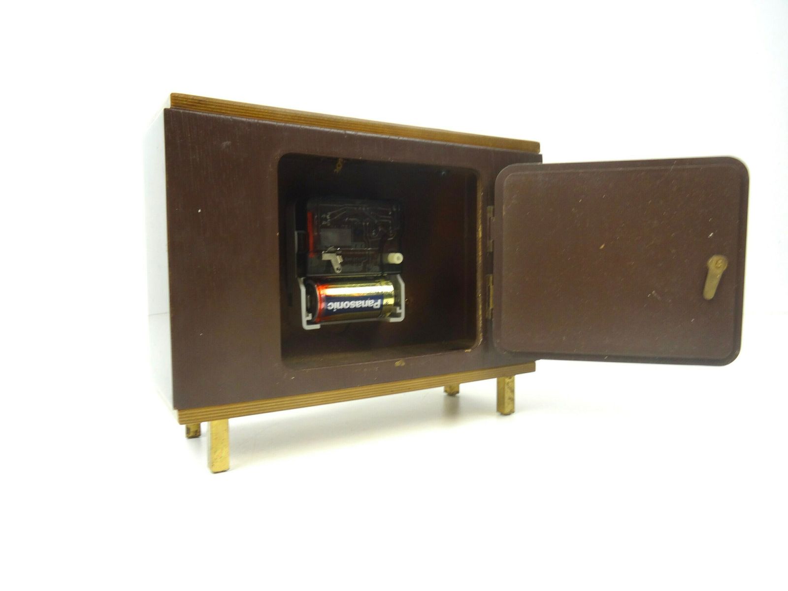 Beautiful Rare Mid Century 60s Teak Desk Clock By Hermle photo vintage