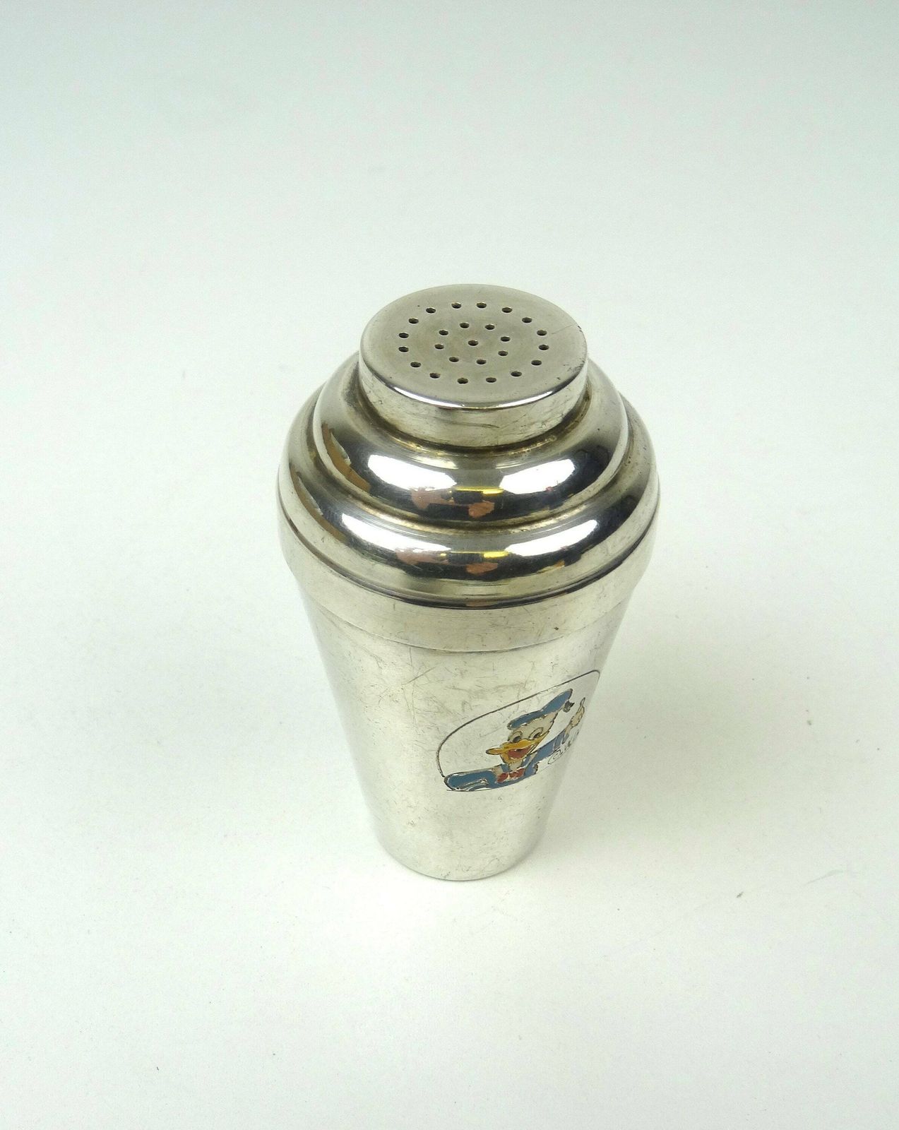 Rare Art Deco Silver Plate Enamel Donald Duck Mickey Shaker France 1930 photo Home Decor