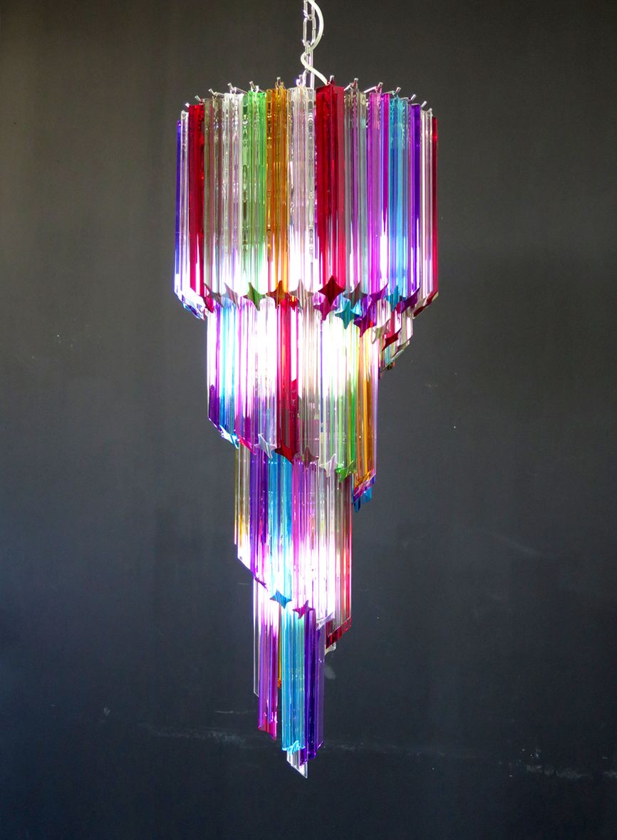 Murano Chandelier Multicolor   86 Quadriedri Prism   Mariangela Model photo vintage