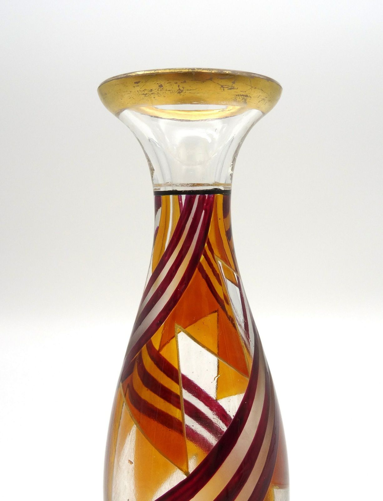 Rare Art Deco Glass Vase By Karl Palda Avantgarde Cubist Enamel Czech 1925 photo vinterior