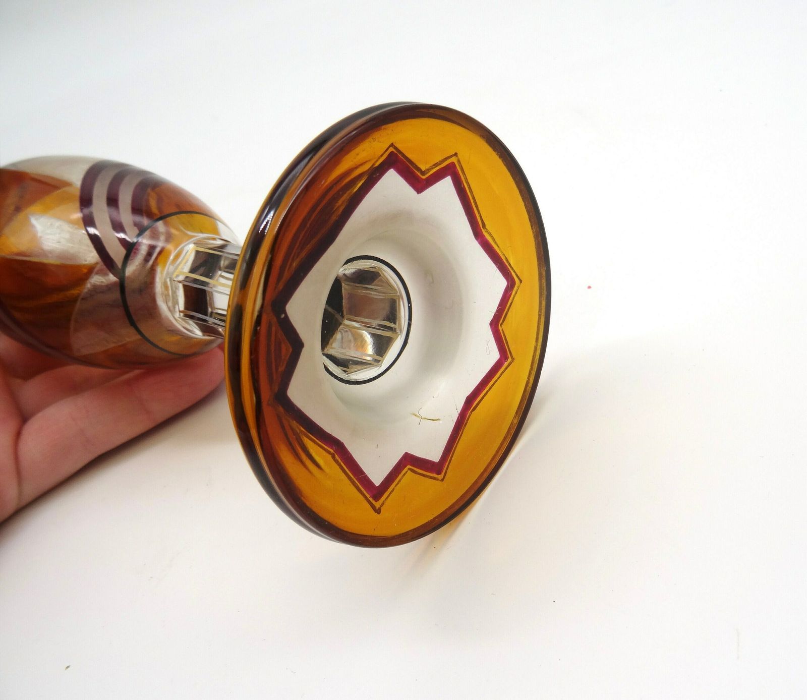 Rare Art Deco Glass Vase By Karl Palda Avantgarde Cubist Enamel Czech 1925 photo buy
