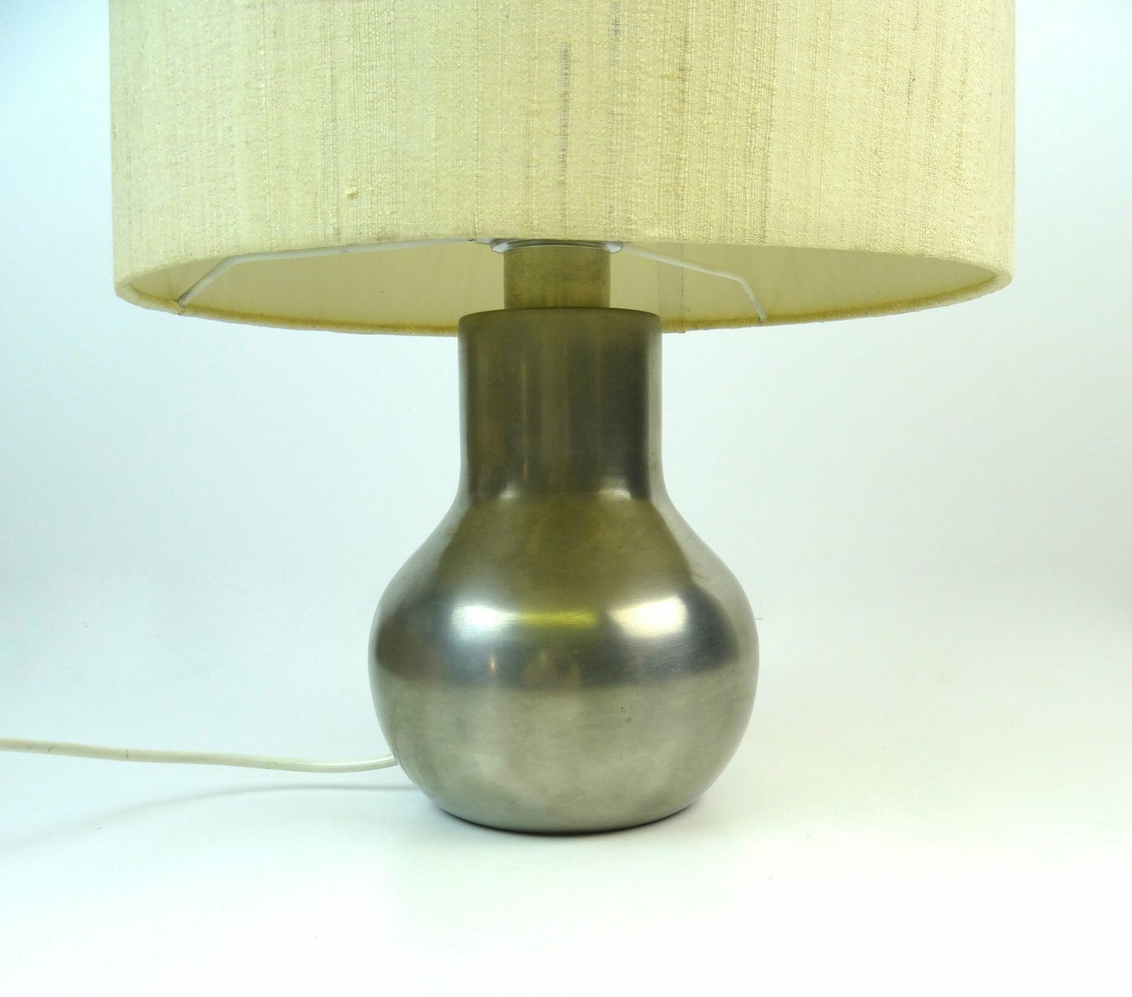 Vintage Pewter And Silk Desk Table Lamp Germany 1960 Minimalist Design photo Lighting