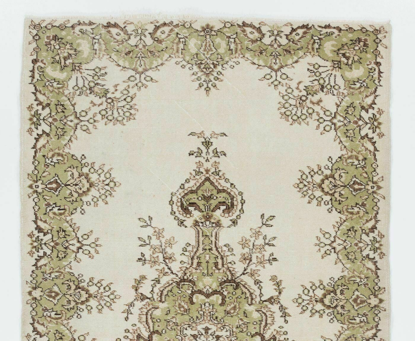 5x8.6 Ft Mid Century Handmade Turkish Oushak Rug With Medallion Design photo furniture