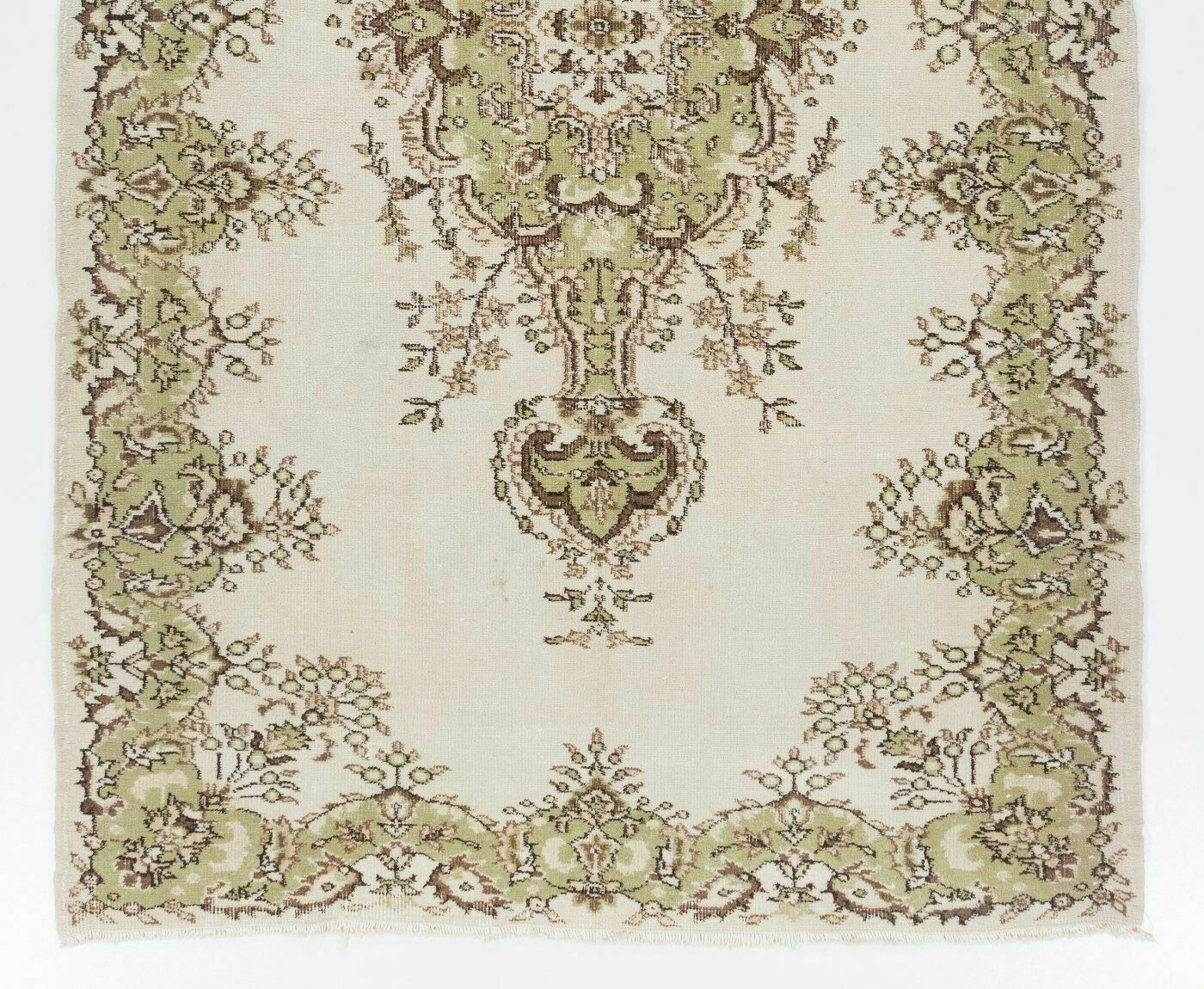 5x8.6 Ft Mid Century Handmade Turkish Oushak Rug With Medallion Design photo for sale