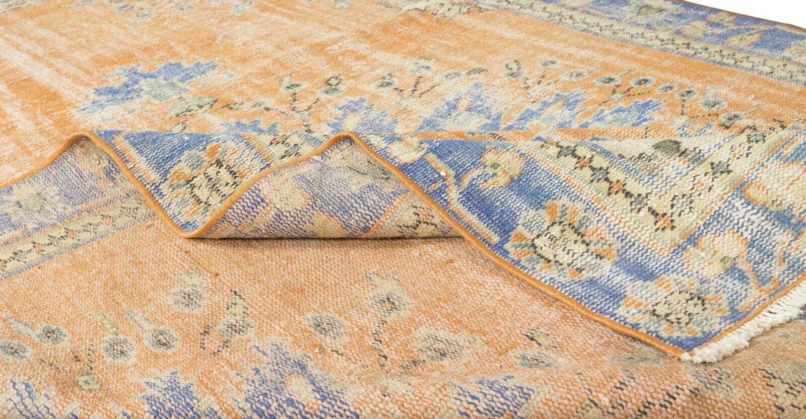 5.8x9 Ft Hand Knotted Vintage Turkish Oushak Rug With Medallion Design photo for sale