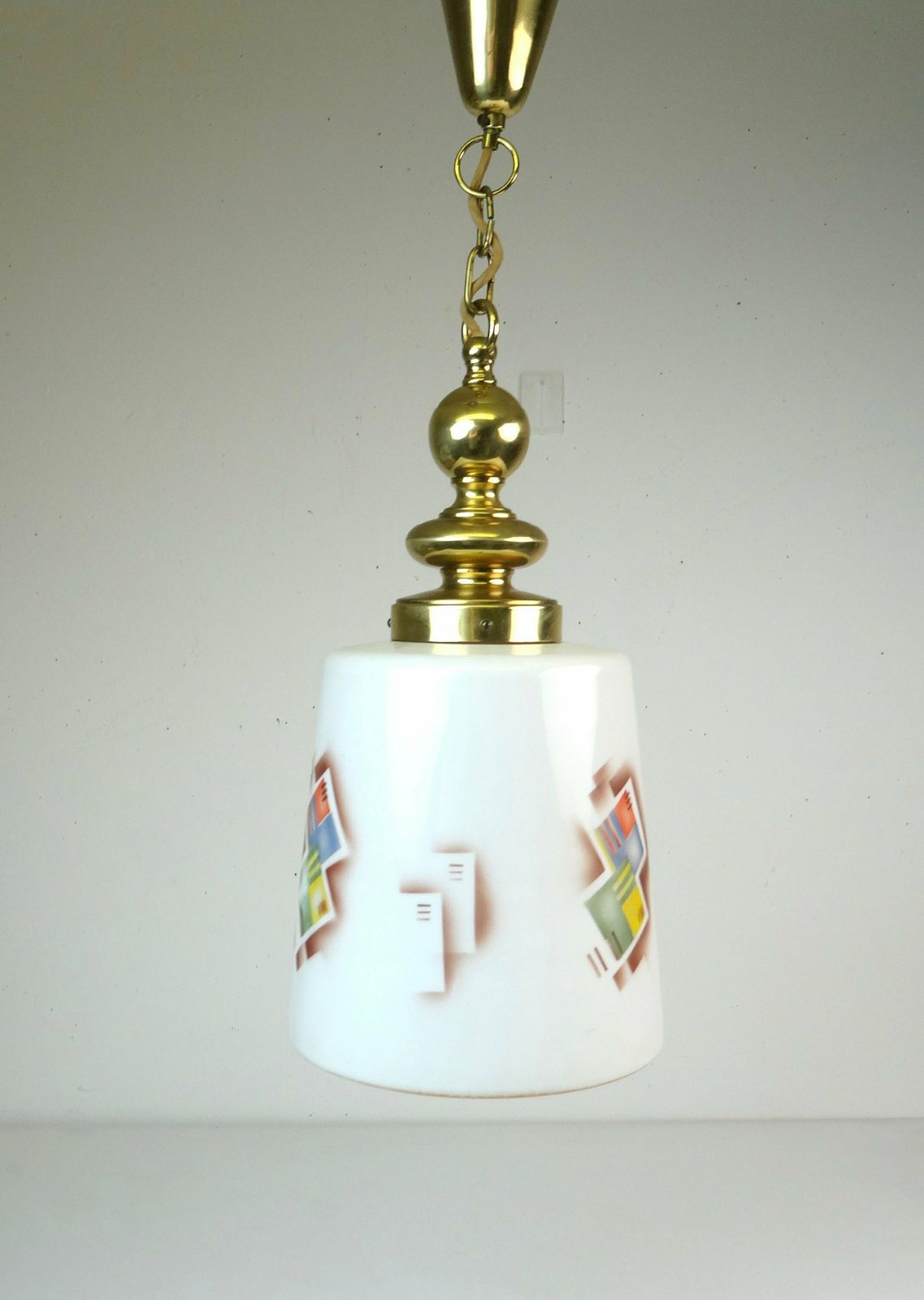 Rare Stunning Bauhaus Art Deco Suprematism Hanging Lamp Germany 1930 photo Lighting