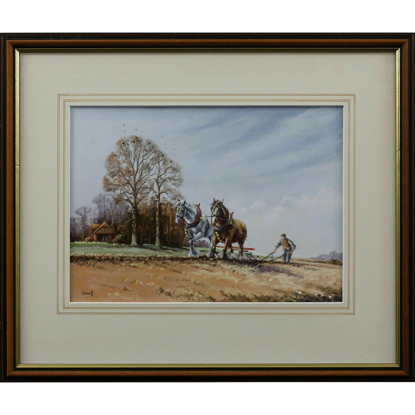 Gouache By Maurice J Bush. Titled "Across The Slope"
