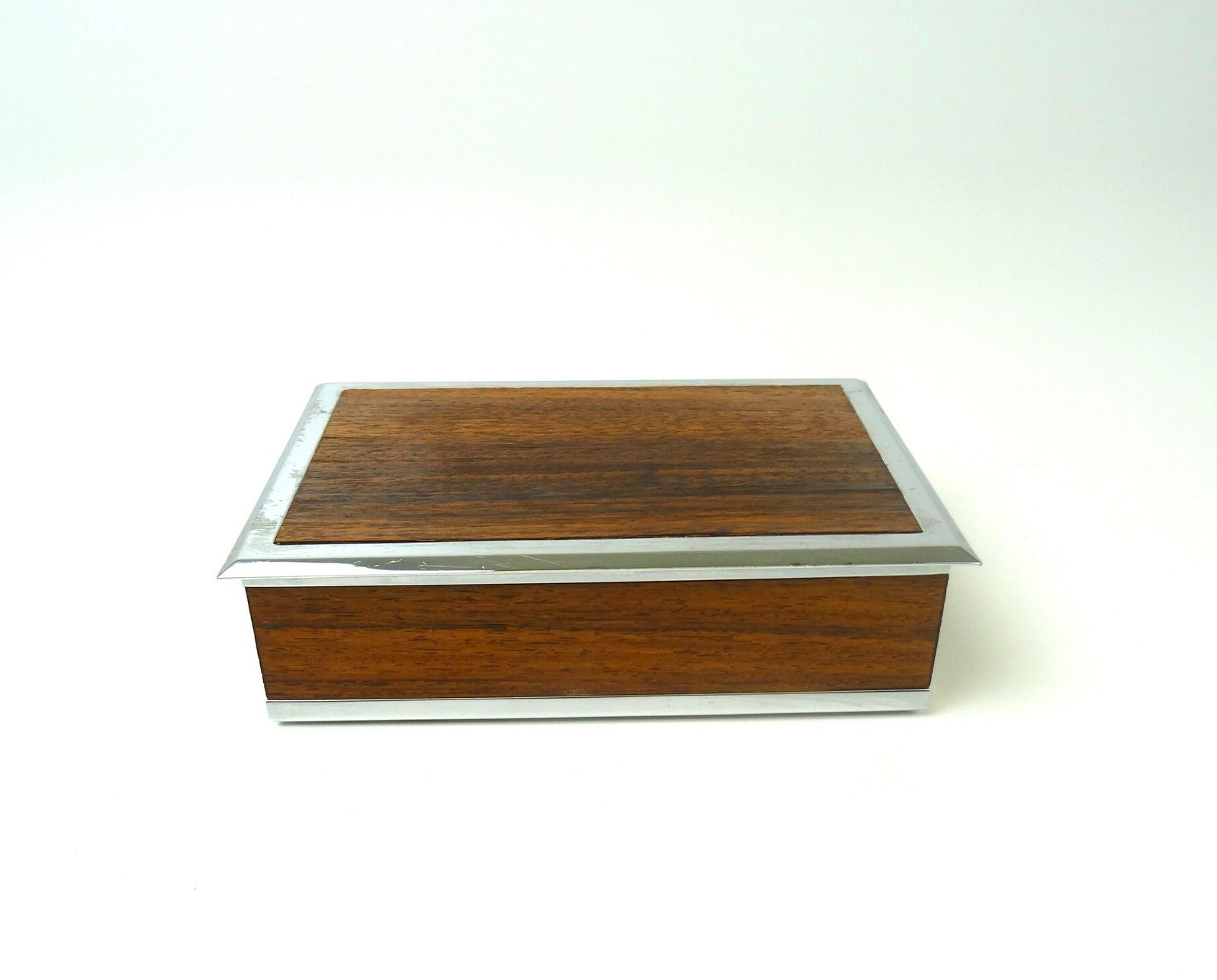 Rare Mid Century Vintage Teak & Chrome Jewelry Box By Erhard And Sons photo furniture