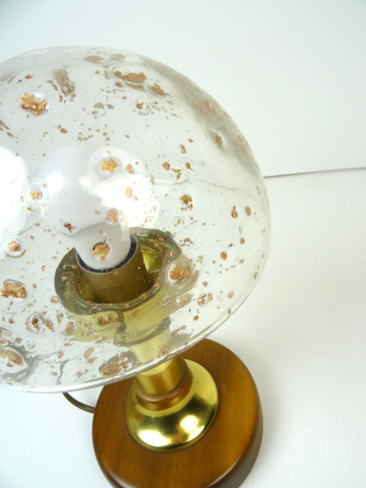 Beautiful Mid Century Teak Brass Glass Mushroom Desk Lamp By Temde photo 681.0