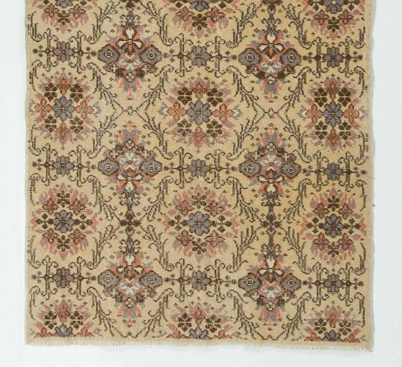 3.8x7.3 Ft Hand Knotted Vintage Floral Design Anatolian Rug photo for sale