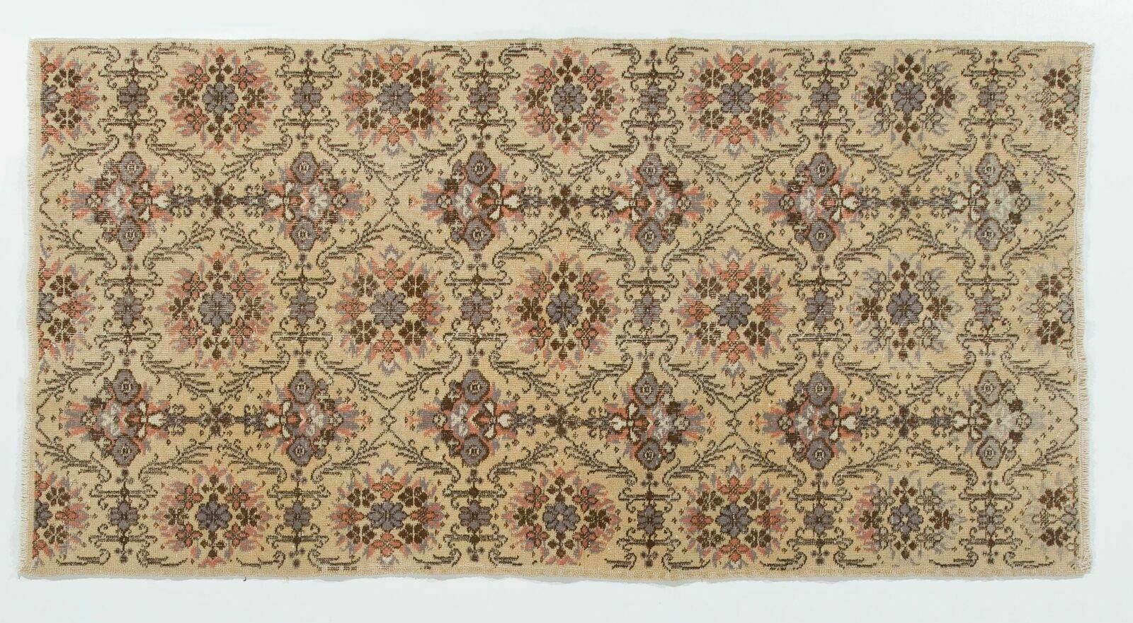 3.8x7.3 Ft Hand Knotted Vintage Floral Design Anatolian Rug photo 257.0