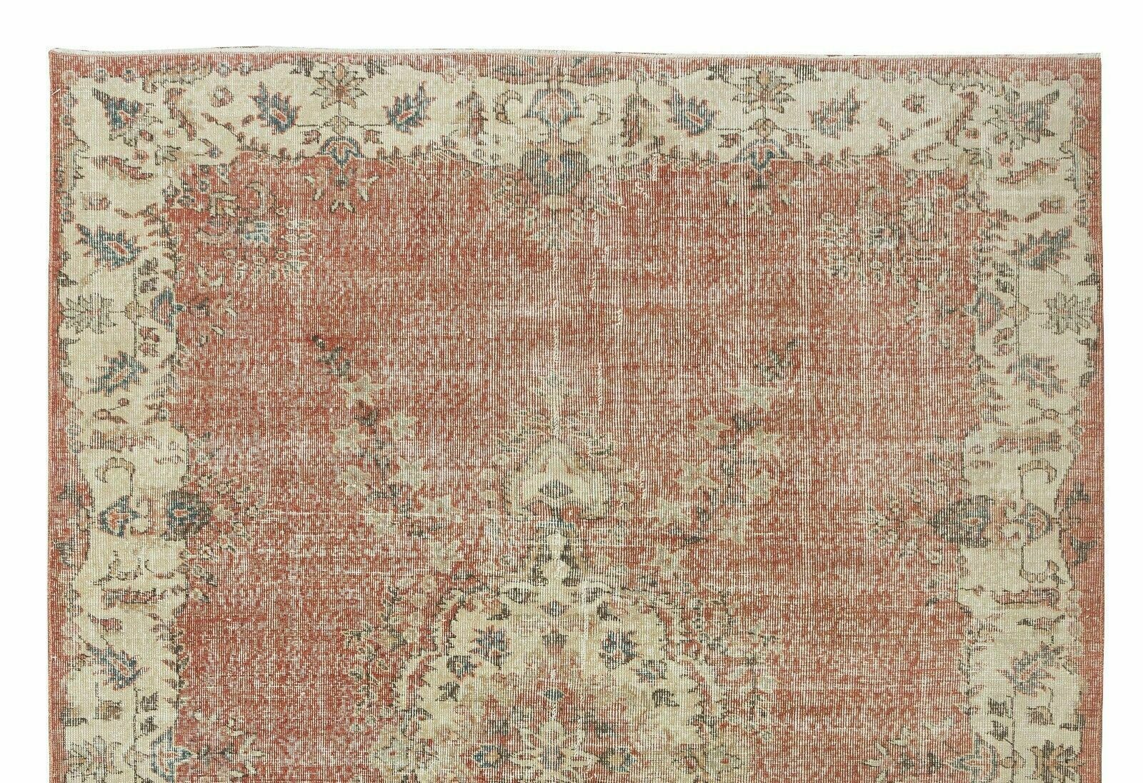 6.6x9 Ft Hand Knotted Vintage Oushak Rug, Traditional 1960s Floor Covering photo Textiles