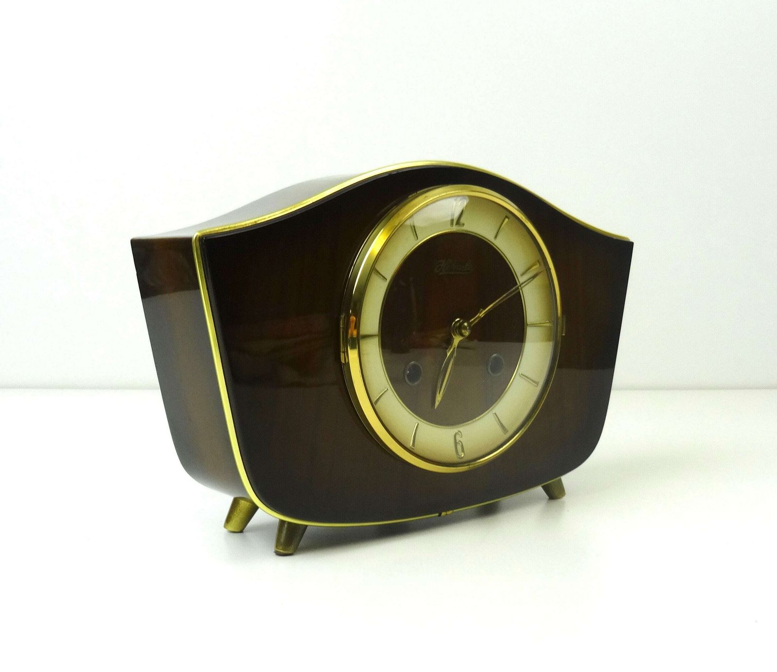 Rare 60s Mid Century Teak Chimny Desk Clock By Hermle photo furniture
