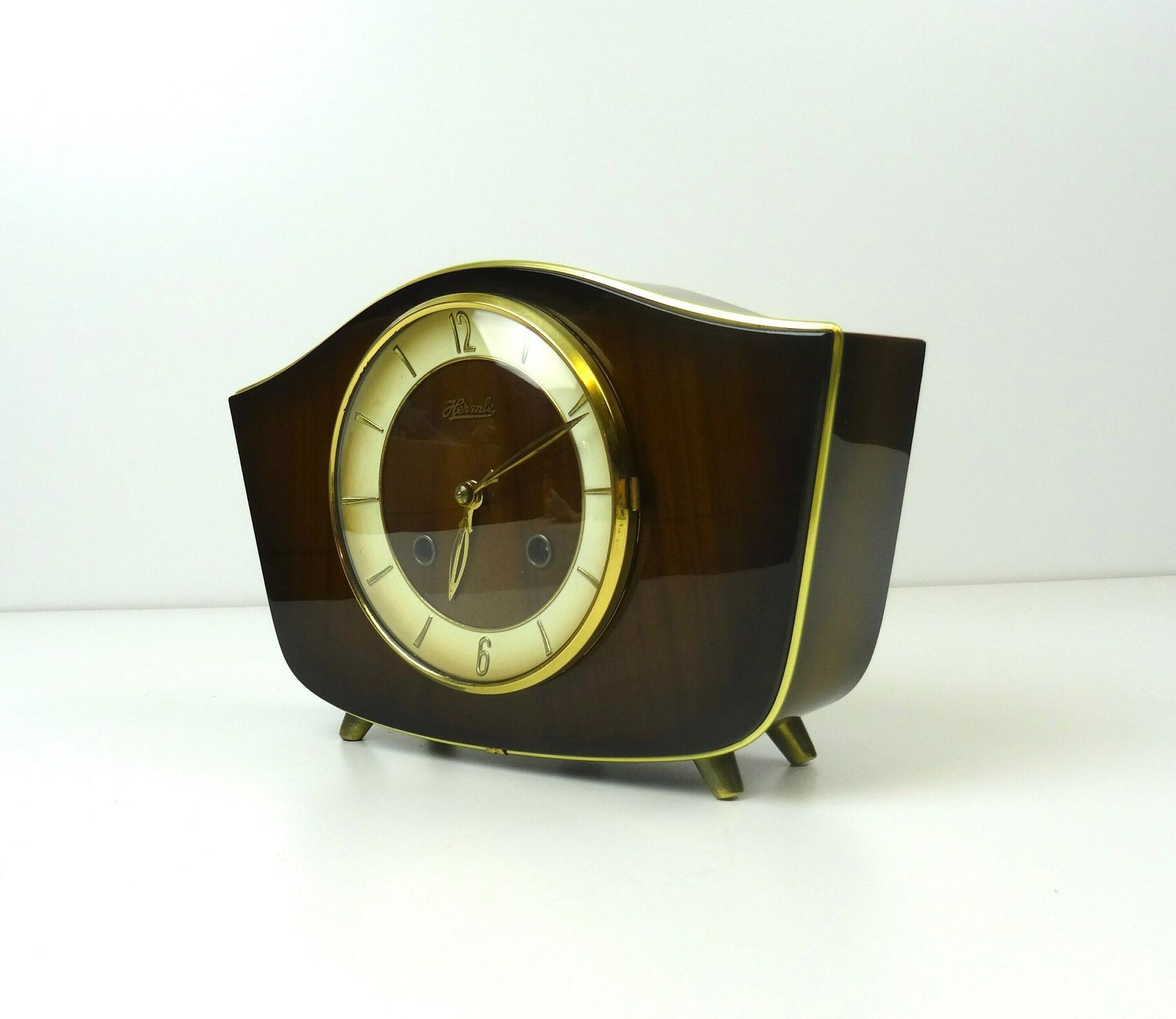 Rare 60s Mid Century Teak Chimny Desk Clock By Hermle photo 465.0