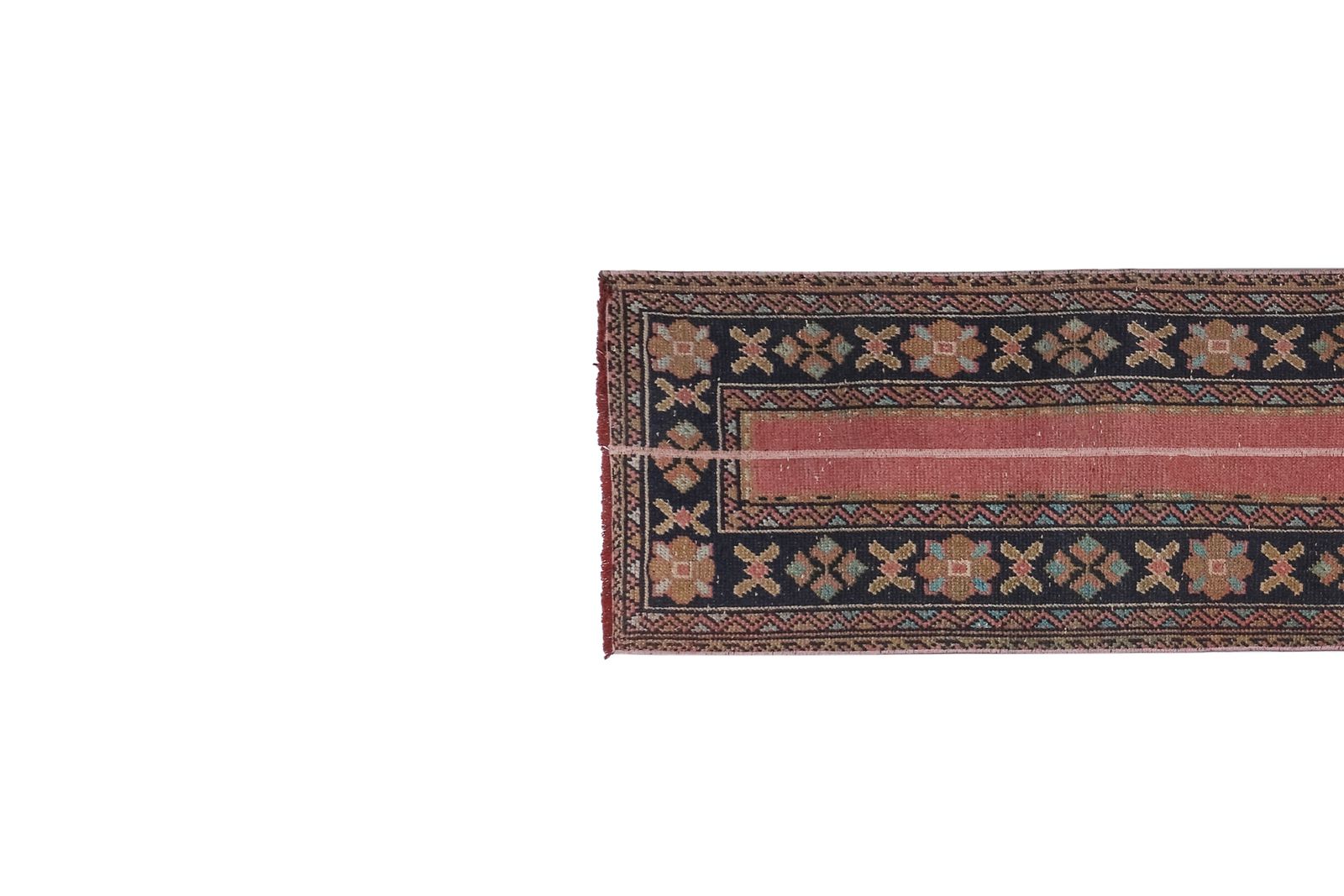 Vintage Geometric Design Turkish Anatolian Runner Rug 2'' X 12'4'' photo buy