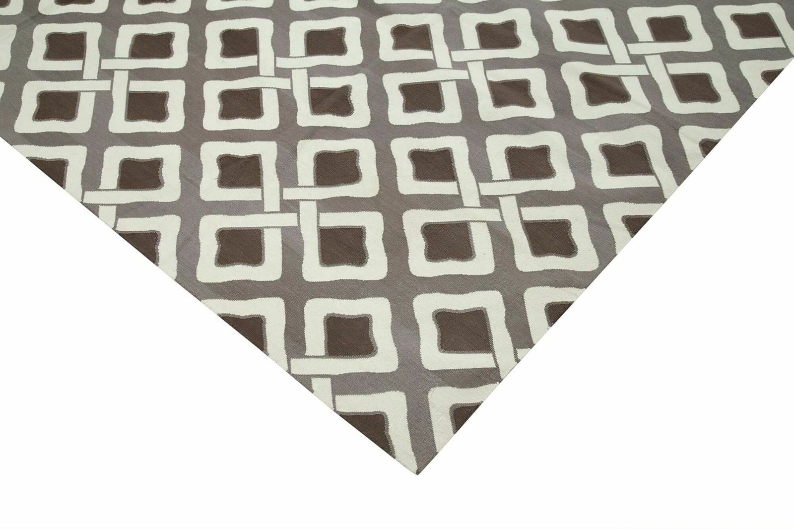 9x12 Brown Dhurrie Rug, Late 20th Century photo Textiles