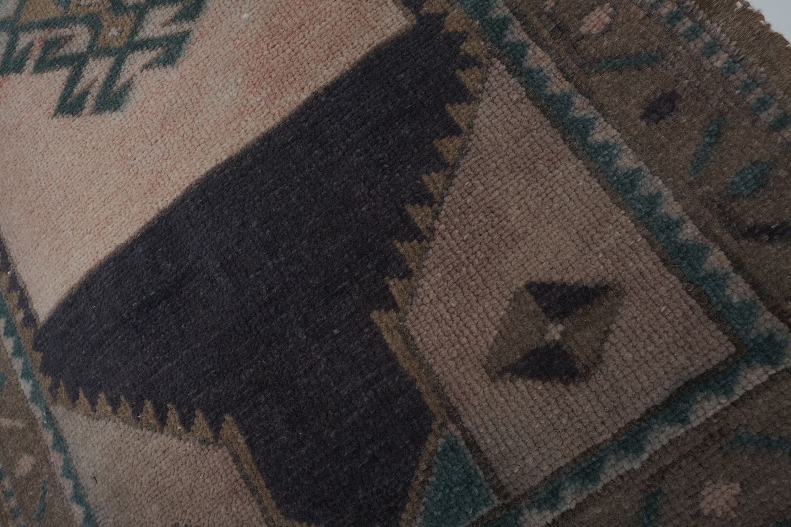 Low Pile Turkish Hand Knotted Runner Set Of Two photo vintage