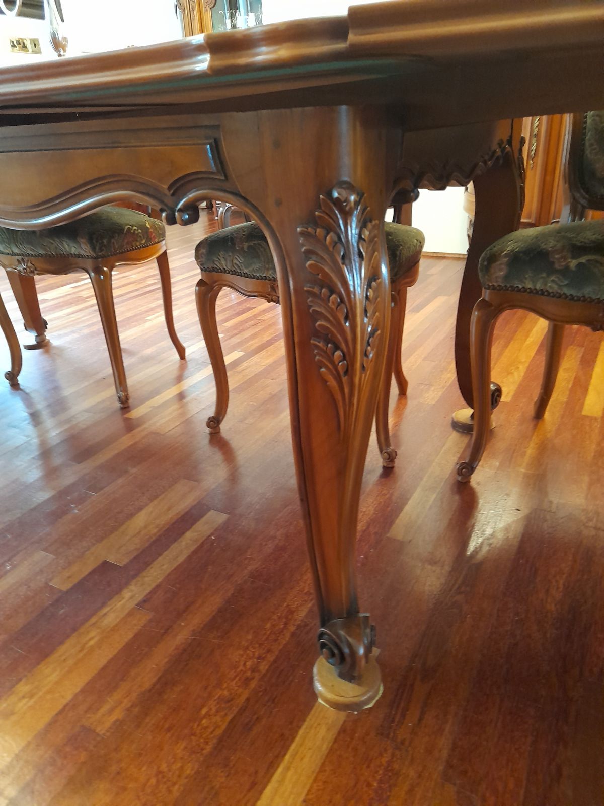 Louis XV Style Extendable Parquet Dining Table And 8 Chairs. photo Furniture