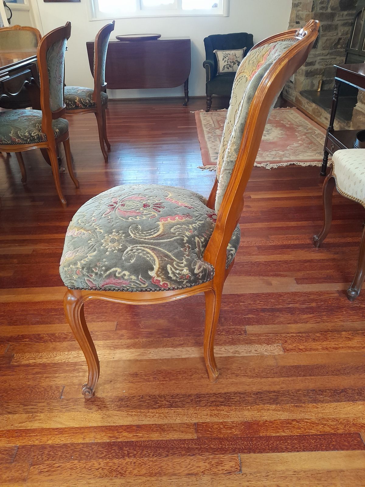 photo furniture Louis XV Style Extendable Parquet Dining Table And 8 Chairs.
