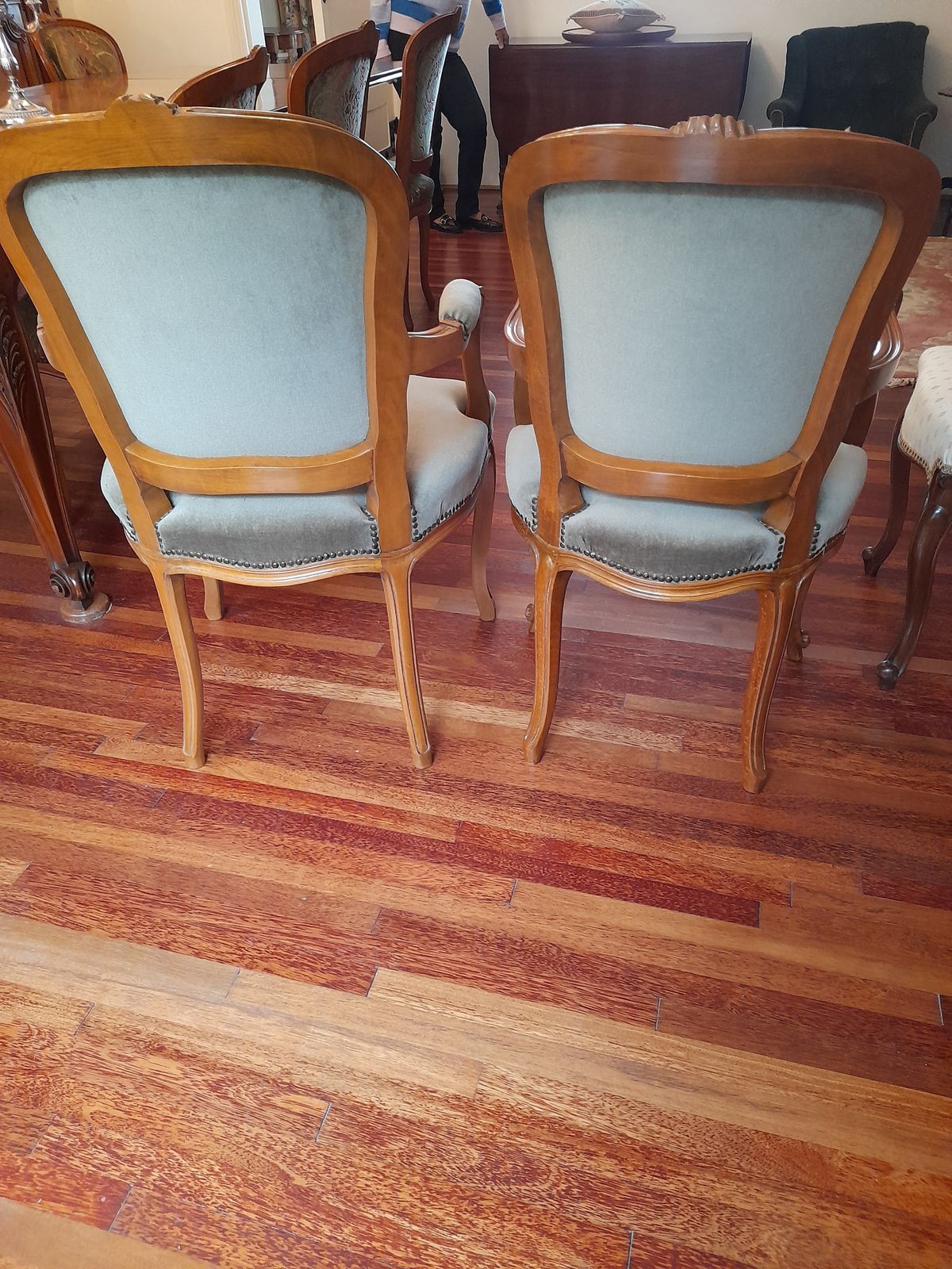 Furniture Louis XV Style Extendable Parquet Dining Table And 8 Chairs. photo