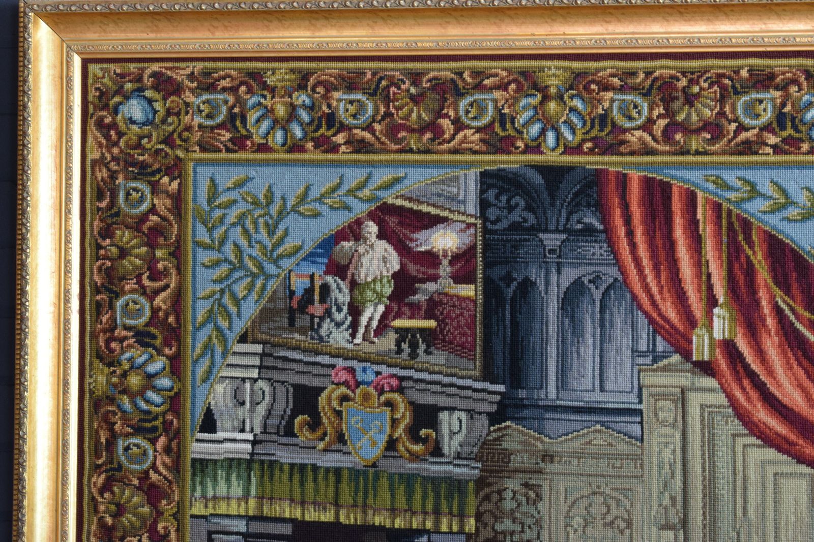 photo furniture French Tapestry Depicting Figures Playing Chess In The French Court In A Fabulous Gilt Frame