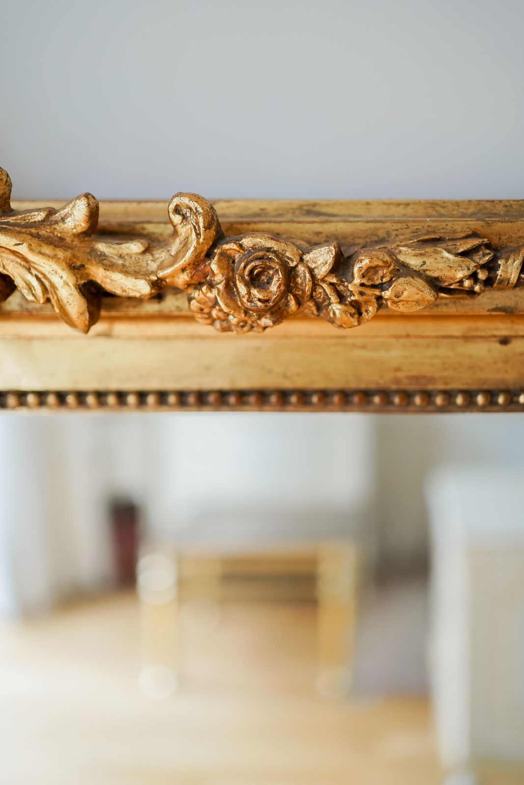 photo for sale French Antique Large Mirror Gilt Camel Crested Louis XV
