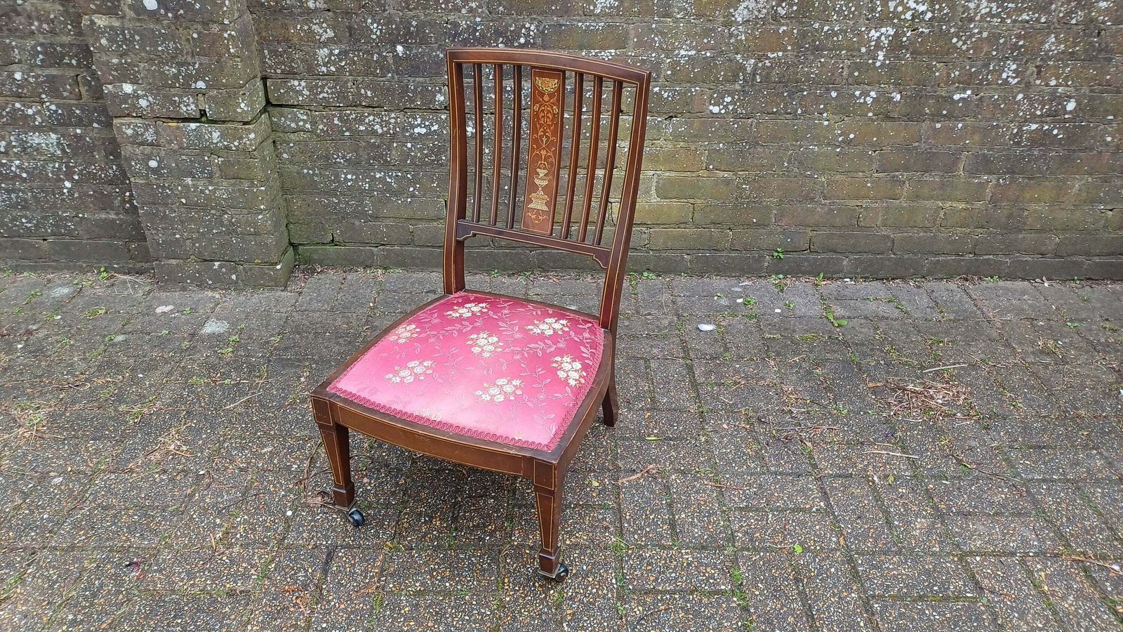 Vintage Inlaid Upholstered Occasional Bedroom Chair Vgc