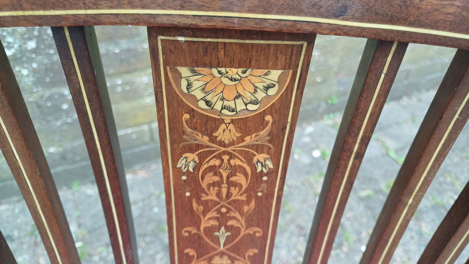 Vintage Inlaid Upholstered Occasional Bedroom Chair Vgc photo buy