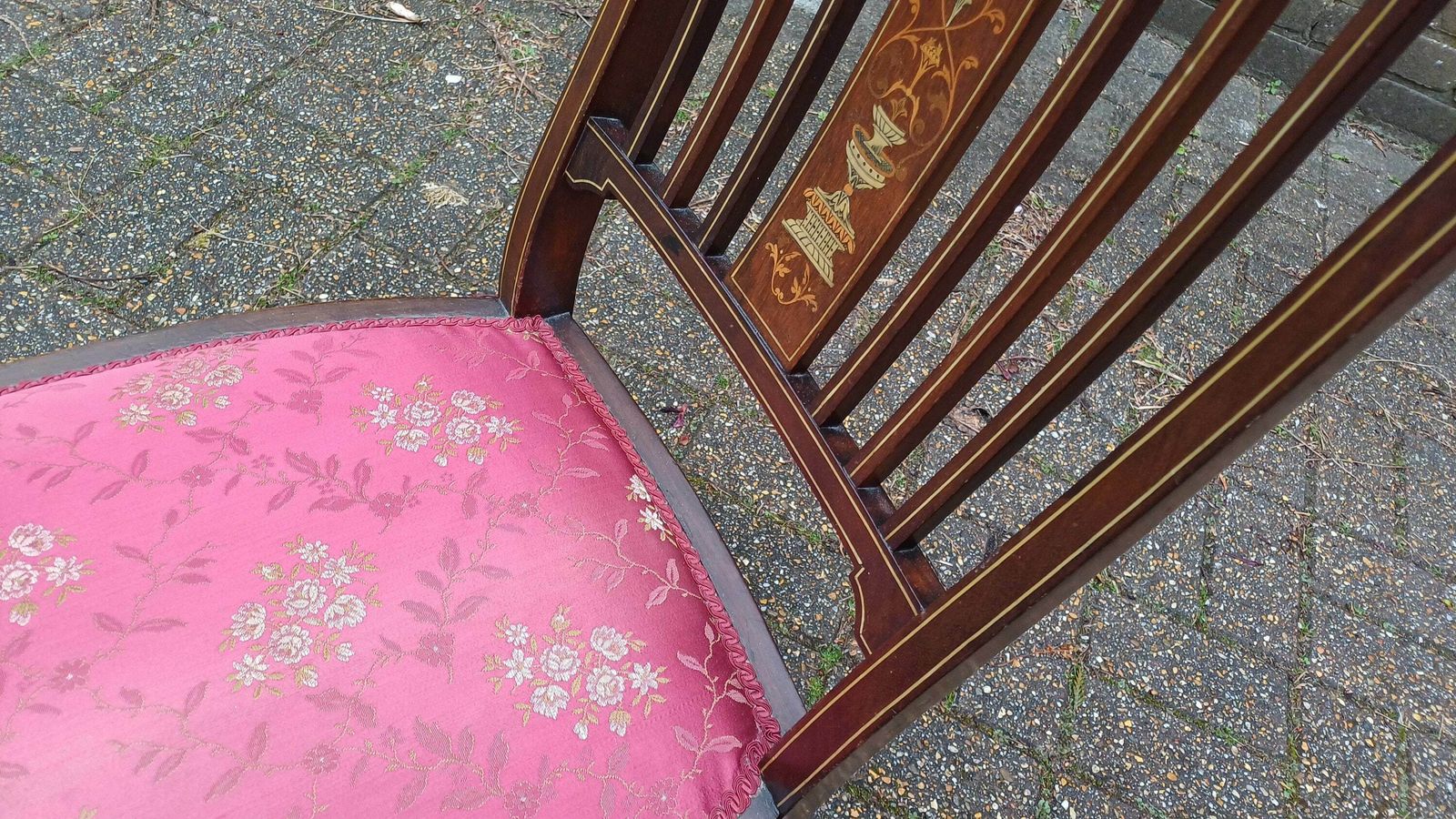 photo furniture Vintage Inlaid Upholstered Occasional Bedroom Chair Vgc