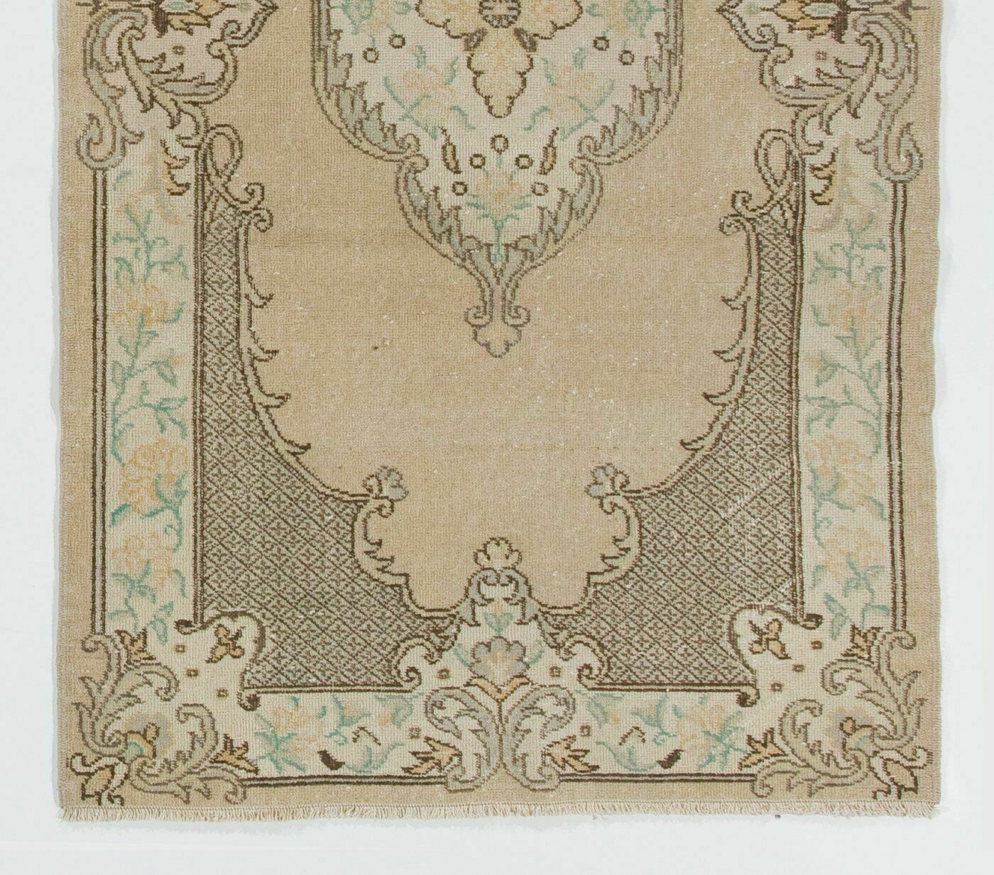 3.8x7 Ft Vintage Anatolian Oushak Rug. Hand Knotted Carpet, Floor Covering photo for sale
