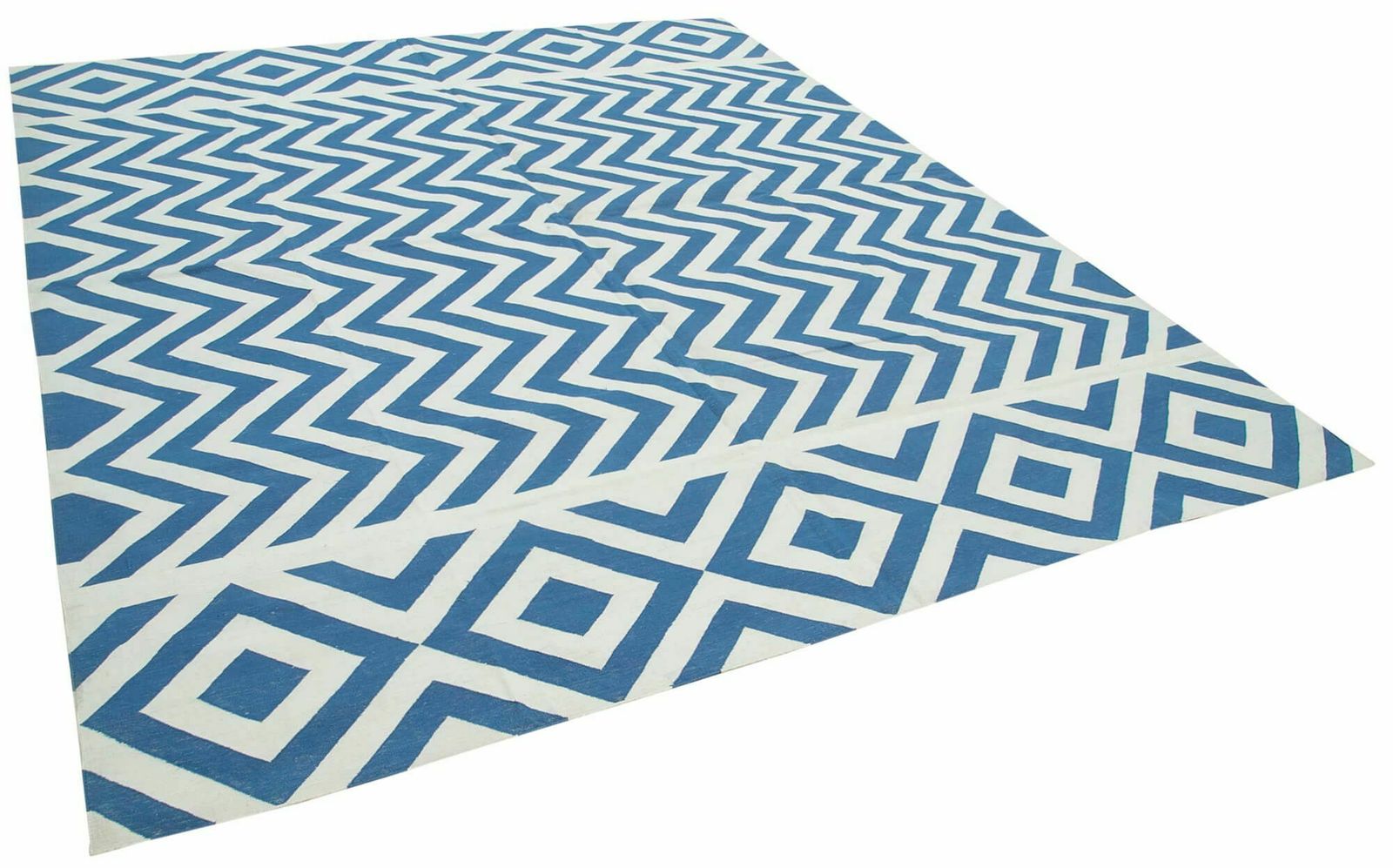 8x10 Blue Dhurrie Rug, Late 20th Century photo furniture