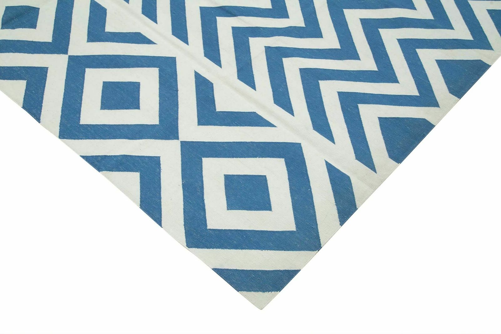 8x10 Blue Dhurrie Rug, Late 20th Century photo Textiles