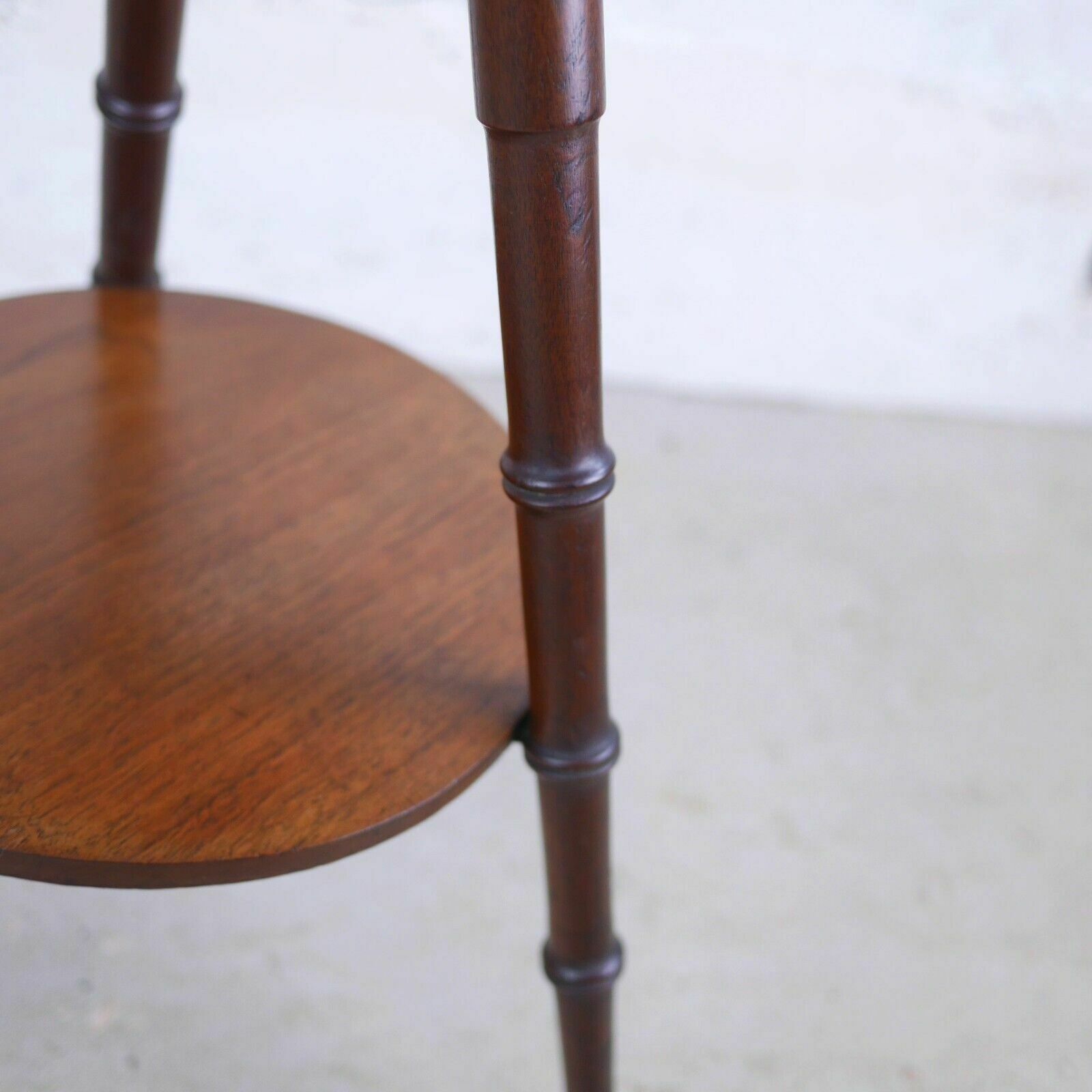 photo furniture Antique Victorian Faux Bamboo Carved Poker Tripod Side Lamp Table