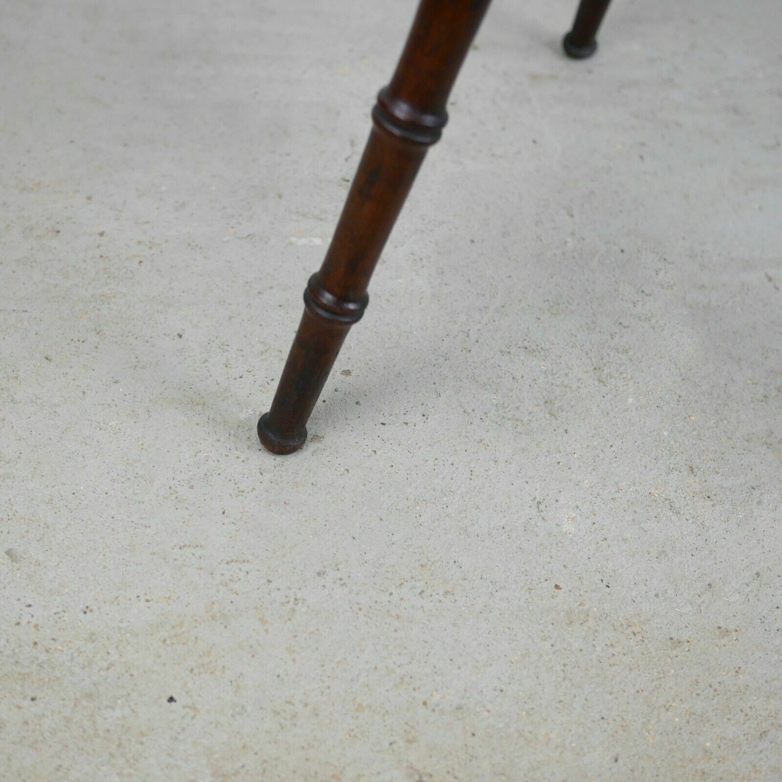 Furniture Antique Victorian Faux Bamboo Carved Poker Tripod Side Lamp Table photo
