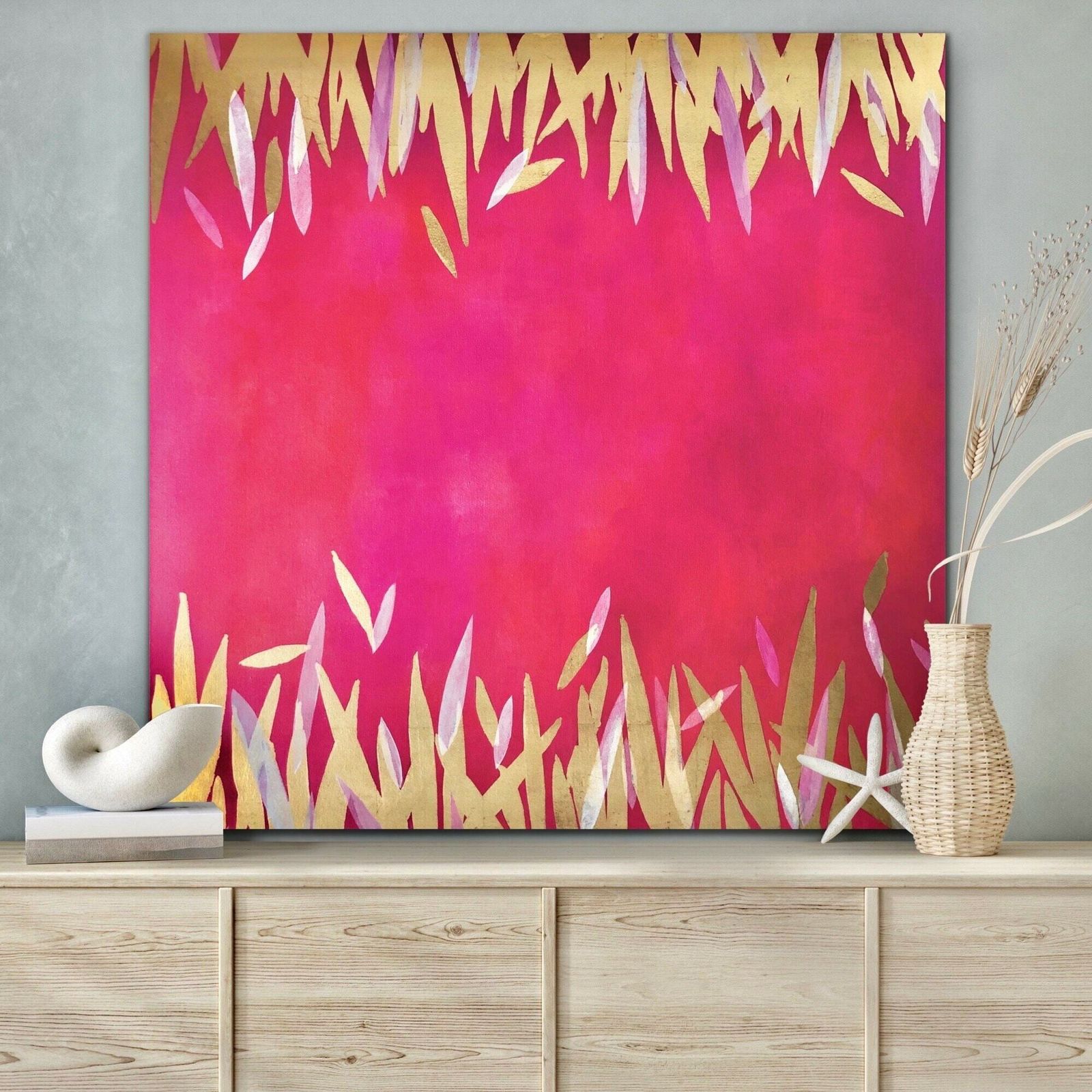 Large Pink, Coral And Gold Original Abstract Artwork.