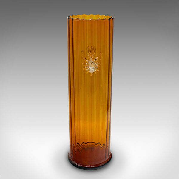 Tall Vintage Ribbed Vase, French, Art Glass, Flower Sleeve, Art Deco, Circa 1930 photo for sale