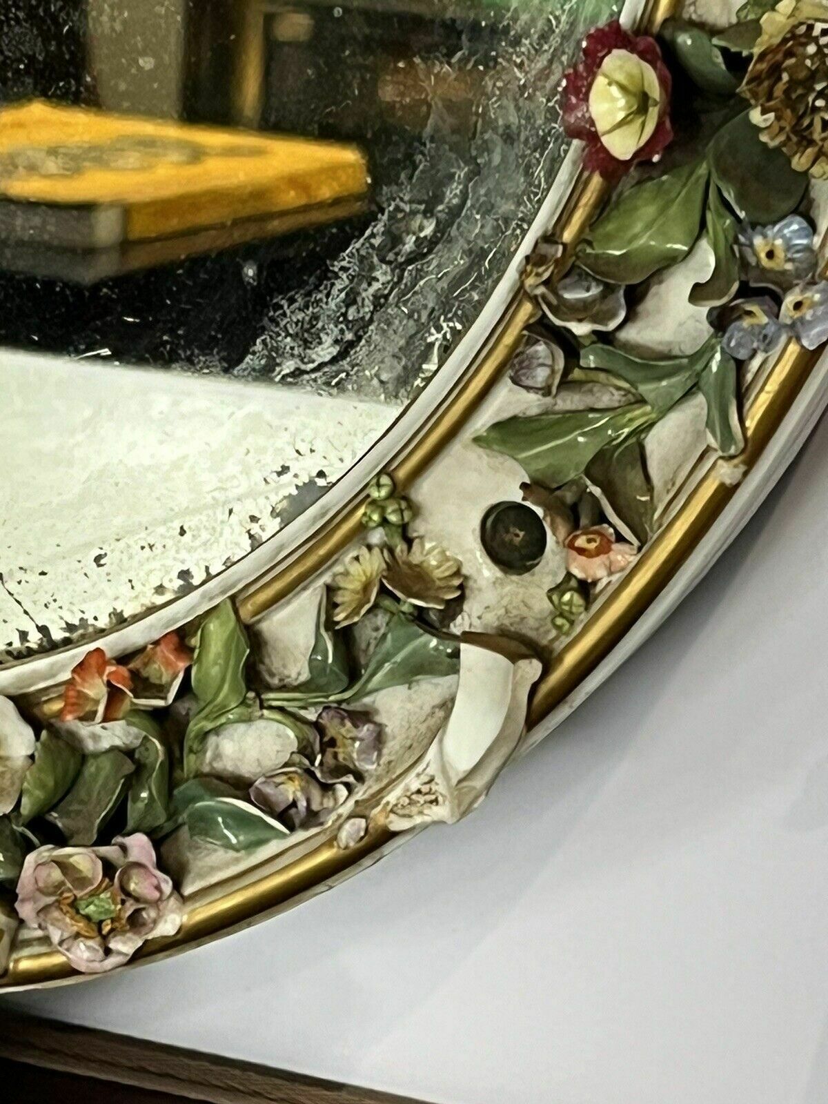 Antique Meissen German Porcelain Wall Mirror Set. Decorated With Cherubs & Birds photo 1021.0
