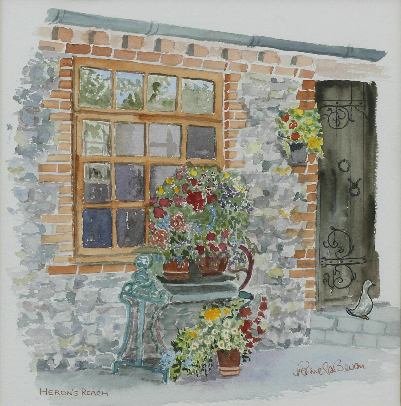 Watercolour By Pamela Bevan. Titled "Heron's Reach" photo furniture