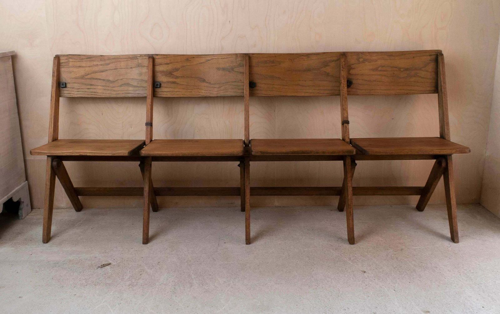 Vintage Campaign Folding Oak 4 Seater Bench. English C.1920 photo buy